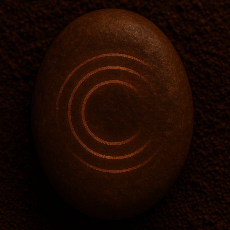 engraved stone with flowing earth-like lines on natural surface