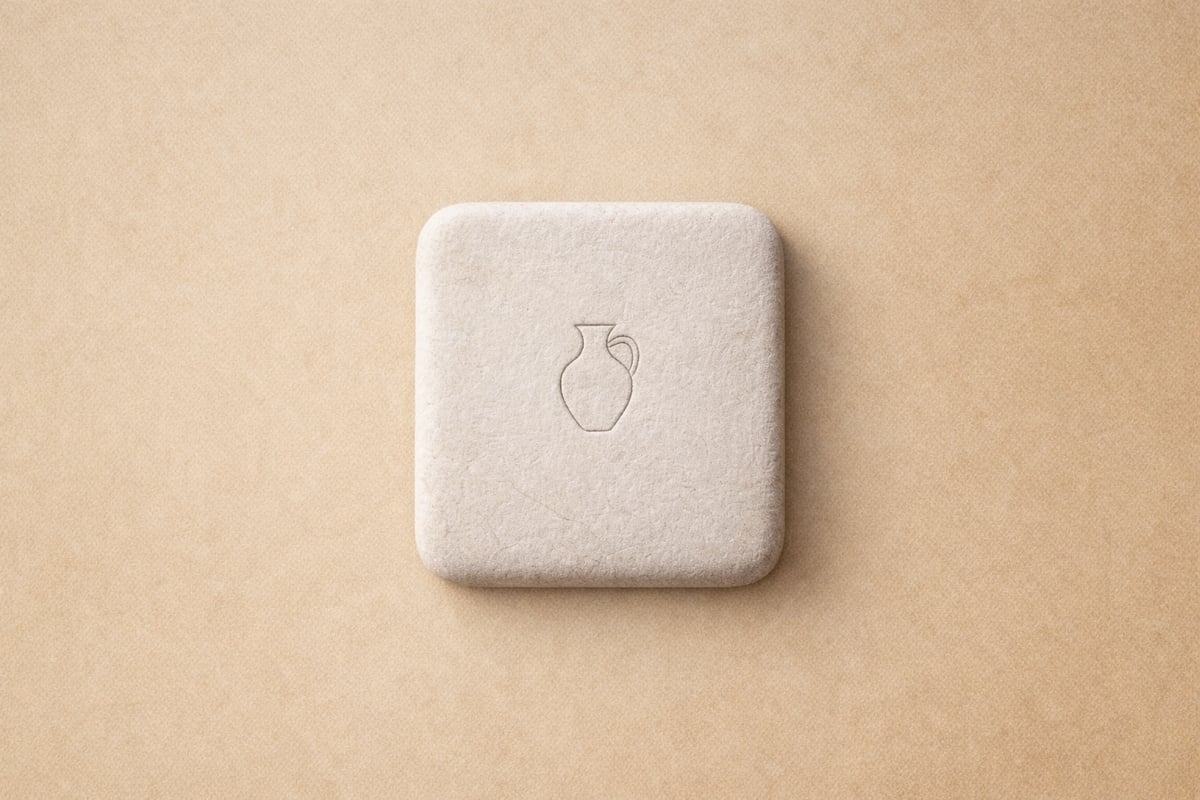 Vessel TegelA carved stone tile bearing a simple vessel symbol.