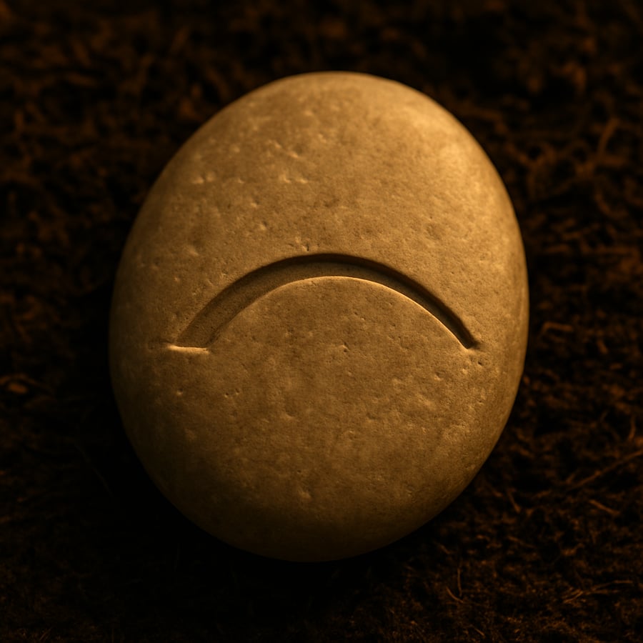 Engraved bridge symbol on a smooth stone representing connection and passage from the Learning Stones of Aereth collection by House of Veyrion.