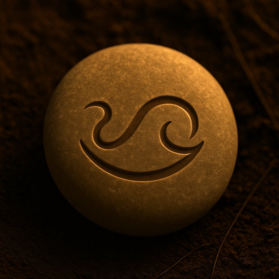 The Dance of Time engraved stone symbol from the Ritual Stones of Aereth collection