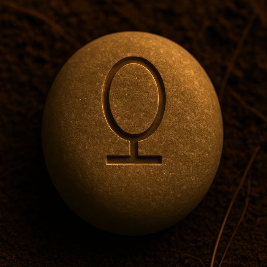 Engraved stone with a mirror symbol representing The Mirror Released threshold marker from the Pilgrimage of Becoming in House of Veyrion. Engraved stone with a mirror symbol representing The Mirror Released threshold marker from the Pilgrimage of Becoming in House of Veyrion.