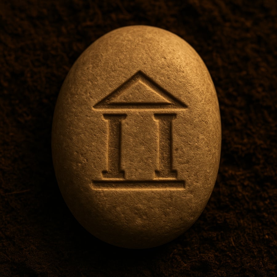 Temple engraved stone symbol from the Echo Stones of Aereth collection