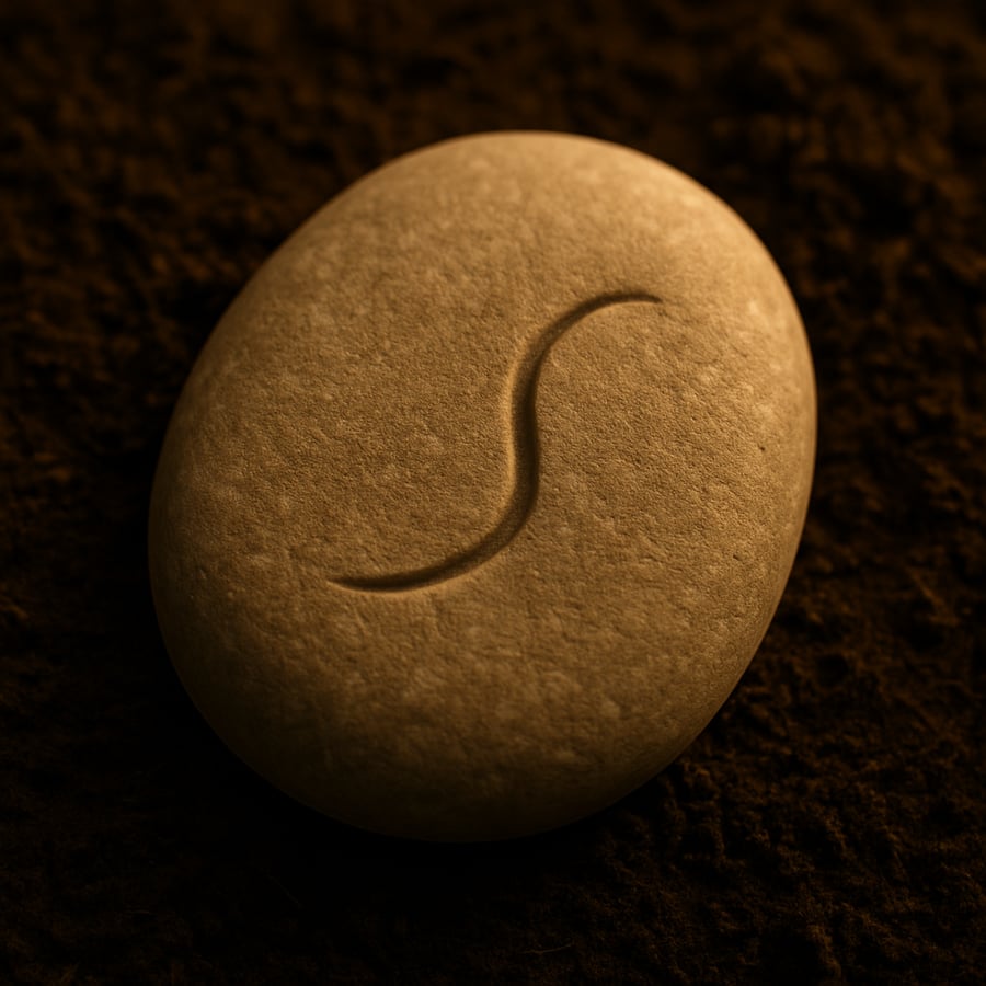 Thread engraved stone symbol from the Echo Stones of Aereth collection